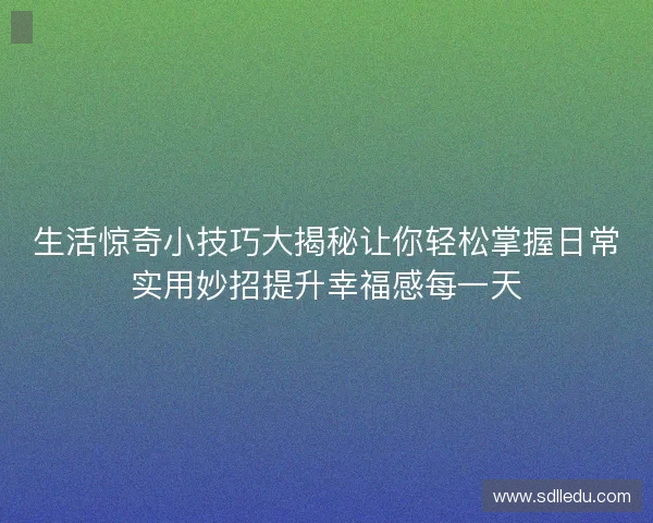 生活惊奇小技巧大揭秘让你轻松掌握日常实用妙招提升幸福感每一天 生活惊奇小技巧大揭秘让你轻松掌握日常实用妙招提升幸福感每一天